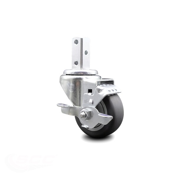 3.5 Inch Thermoplastic Rubber Swivel 3/4 Inch Square Stem Caster with Brake SCC